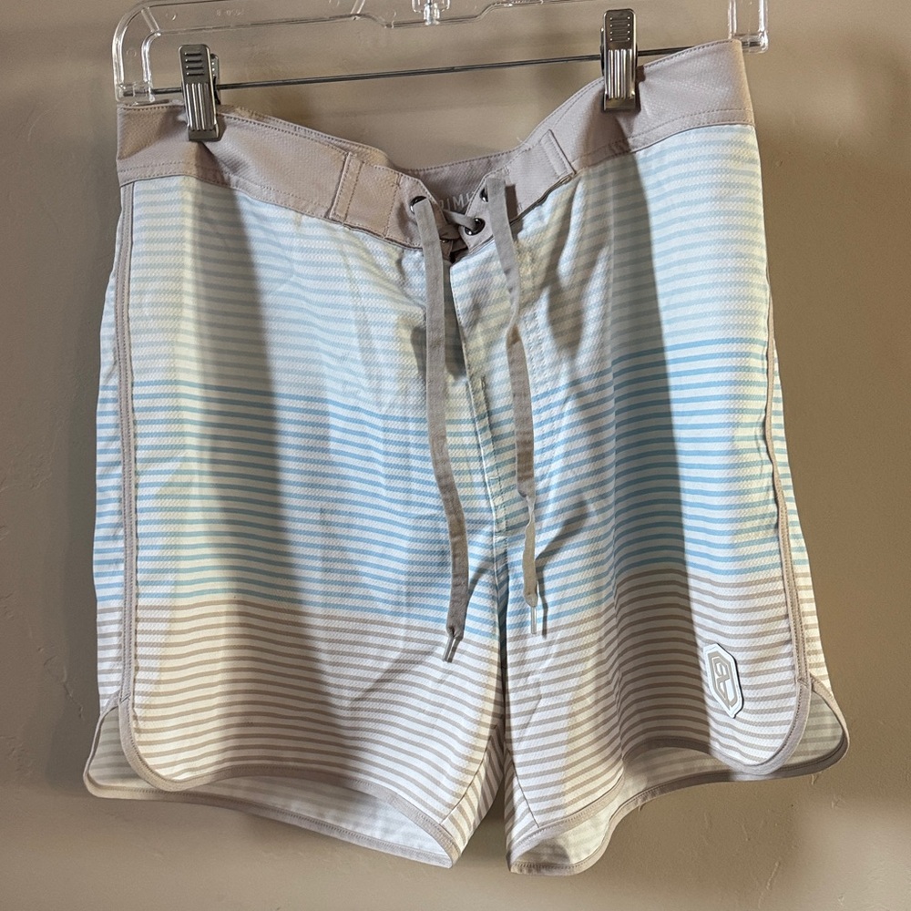 Born Primitive Light Blue and Beige Striped Board Shorts